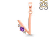 Amethyst & White Topaz Alphabet V Pendant AMT-RDA-22.