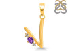 Amethyst & White Topaz Alphabet V Pendant AMT-RDA-22.