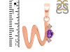 Amethyst & White Topaz Alphabet W Pendant AMT-RDA-23.