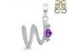 Amethyst & White Topaz Alphabet W Pendant AMT-RDA-23.
