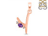 Amethyst & White Topaz Alphabet Y Pendant AMT-RDA-25.