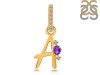 Amethyst & White Topaz Alphabet A Pendant AMT-RDA-27.