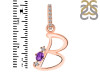 Amethyst & White Topaz Alphabet B Pendant AMT-RDA-28.
