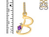 Amethyst & White Topaz Alphabet B Pendant AMT-RDA-28.