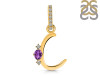 Amethyst & White Topaz Alphabet C Pendant AMT-RDA-29.