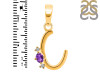 Amethyst & White Topaz Alphabet C Pendant AMT-RDA-3.