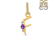 Amethyst & White Topaz Alphabet F Pendant AMT-RDA-32.