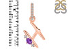 Amethyst & White Topaz Alphabet H Pendant AMT-RDA-34.