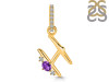 Amethyst & White Topaz Alphabet H Pendant AMT-RDA-34.