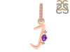 Amethyst & White Topaz Alphabet J Pendant AMT-RDA-36.