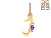 Amethyst & White Topaz Alphabet J Pendant AMT-RDA-36.