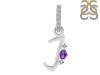 Amethyst & White Topaz Alphabet J Pendant AMT-RDA-36.