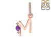 Amethyst & White Topaz Alphabet M Pendant AMT-RDA-39.