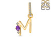 Amethyst & White Topaz Alphabet M Pendant AMT-RDA-39.