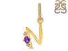 Amethyst & White Topaz Alphabet N Pendant AMT-RDA-40.