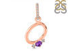 Amethyst & White Topaz Alphabet O Pendant AMT-RDA-41.