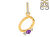 Amethyst & White Topaz Alphabet O Pendant AMT-RDA-41.