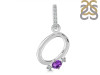 Amethyst & White Topaz Alphabet O Pendant AMT-RDA-41.
