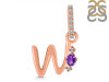 Amethyst & White Topaz Alphabet W Pendant AMT-RDA-49.