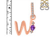 Amethyst & White Topaz Alphabet W Pendant AMT-RDA-49.