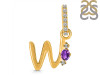 Amethyst & White Topaz Alphabet W Pendant AMT-RDA-49.