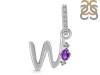 Amethyst & White Topaz Alphabet W Pendant AMT-RDA-49.