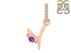 Amethyst & White Topaz Alphabet Y Pendant AMT-RDA-51.