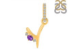 Amethyst & White Topaz Alphabet Y Pendant AMT-RDA-51.