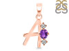 Amethyst & White Topaz Alphabet A Pendant AMT-RDA-53.