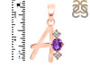 Amethyst & White Topaz Alphabet A Pendant AMT-RDA-53.
