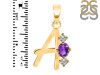 Amethyst & White Topaz Alphabet A Pendant AMT-RDA-53.