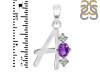 Amethyst & White Topaz Alphabet A Pendant AMT-RDA-53.