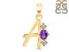 Amethyst & White Topaz Alphabet A Pendant AMT-RDA-53.