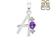 Amethyst & White Topaz Alphabet A Pendant AMT-RDA-53.