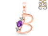 Amethyst & White Topaz Alphabet B Pendant AMT-RDA-54.