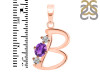 Amethyst & White Topaz Alphabet B Pendant AMT-RDA-54.