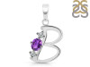 Amethyst & White Topaz Alphabet B Pendant AMT-RDA-54.