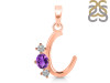 Amethyst & White Topaz Alphabet C Pendant AMT-RDA-55.