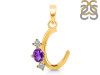 Amethyst & White Topaz Alphabet C Pendant AMT-RDA-55.