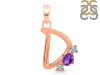 Amethyst & White Topaz Alphabet D Pendant AMT-RDA-56.