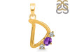 Amethyst & White Topaz Alphabet D Pendant AMT-RDA-56.