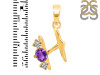 Amethyst & White Topaz Alphabet H Pendant AMT-RDA-60.
