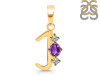 Amethyst & White Topaz Alphabet J Pendant AMT-RDA-62.
