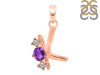 Amethyst & White Topaz Alphabet K Pendant AMT-RDA-63.
