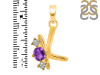 Amethyst & White Topaz Alphabet K Pendant AMT-RDA-63.