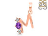 Amethyst & White Topaz Alphabet M Pendant AMT-RDA-65.