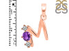 Amethyst & White Topaz Alphabet M Pendant AMT-RDA-65.