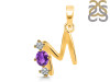 Amethyst & White Topaz Alphabet M Pendant AMT-RDA-65.