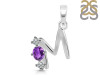 Amethyst & White Topaz Alphabet M Pendant AMT-RDA-65.