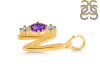 Amethyst & White Topaz Alphabet N Pendant AMT-RDA-66.